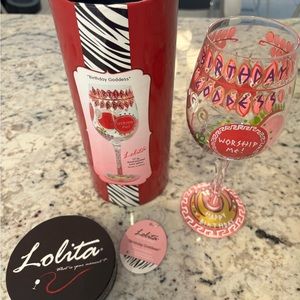 NEVER USED LOLITA BIRTHDAY GODDESS Happy Birthday Wine Glass